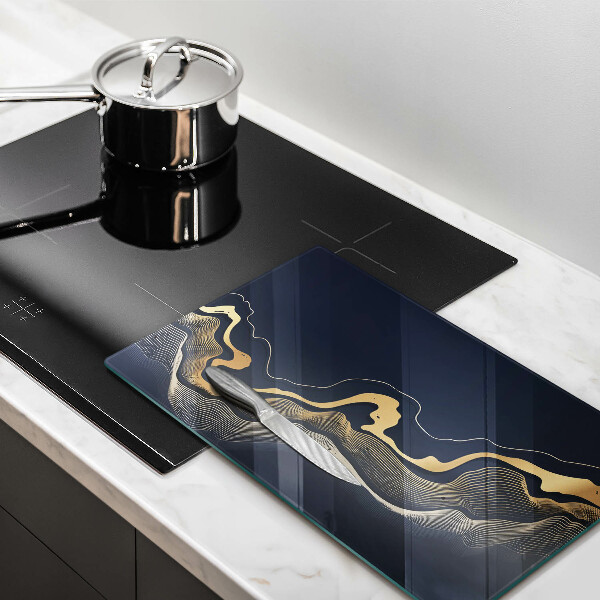 Tagliere in vetro Linee dorate astratte