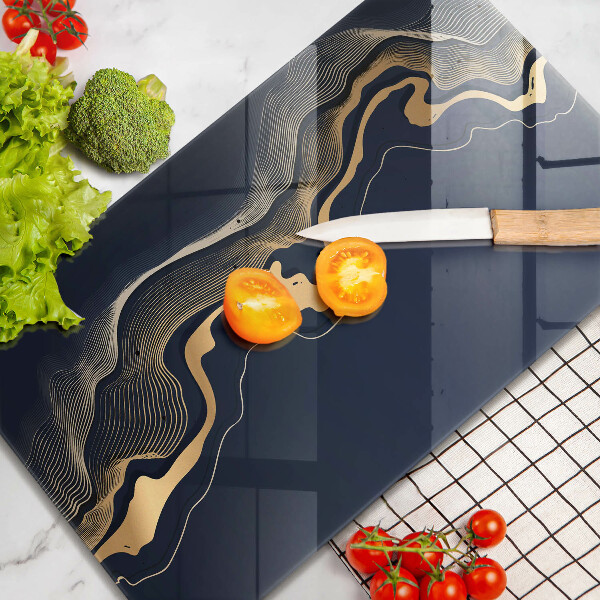 Tagliere in vetro Linee dorate astratte