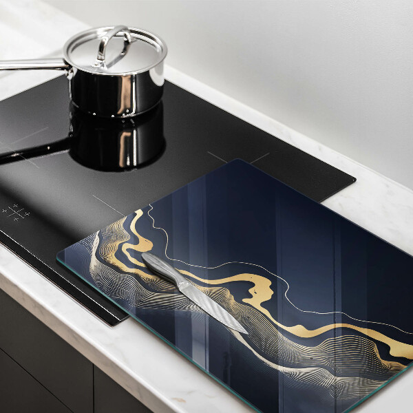 Tagliere in vetro Linee dorate astratte