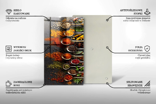 Tagliere in vetro Cucchiai con spezie