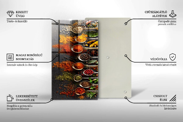 Tagliere in vetro Cucchiai con spezie