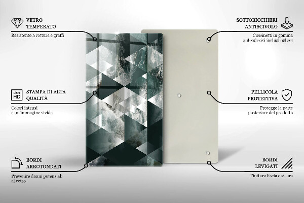 Tagliere in vetro Triangoli e acqua