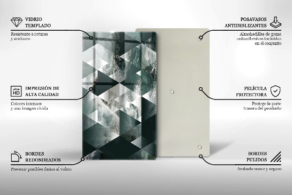 Tagliere in vetro Triangoli e acqua