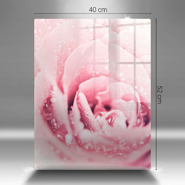 Tagliere in vetro Gocce di rugiada e fiore di rosa