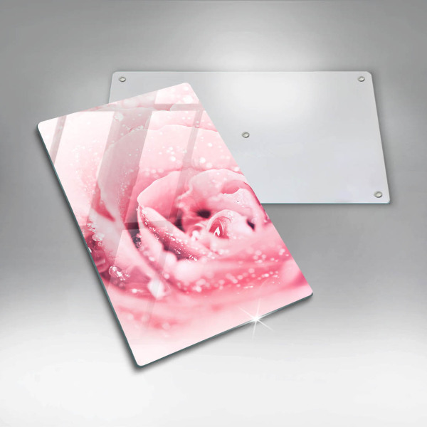 Tagliere in vetro Gocce di rugiada e fiore di rosa