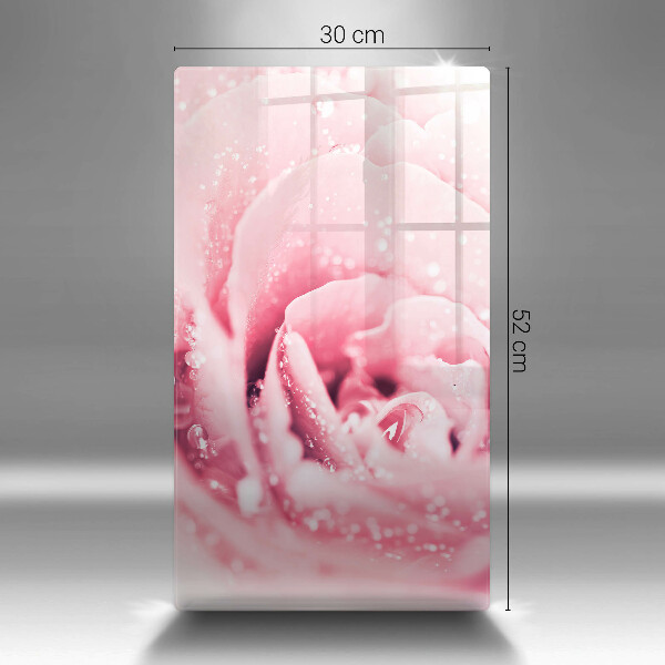 Tagliere in vetro Gocce di rugiada e fiore di rosa