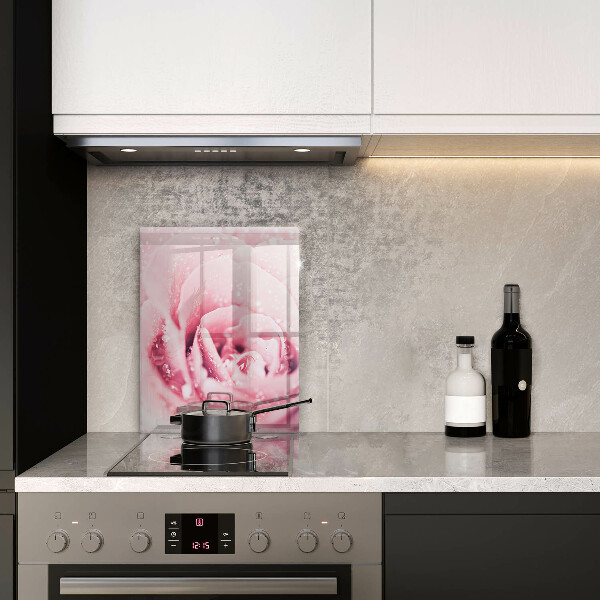 Tagliere in vetro Gocce di rugiada e fiore di rosa