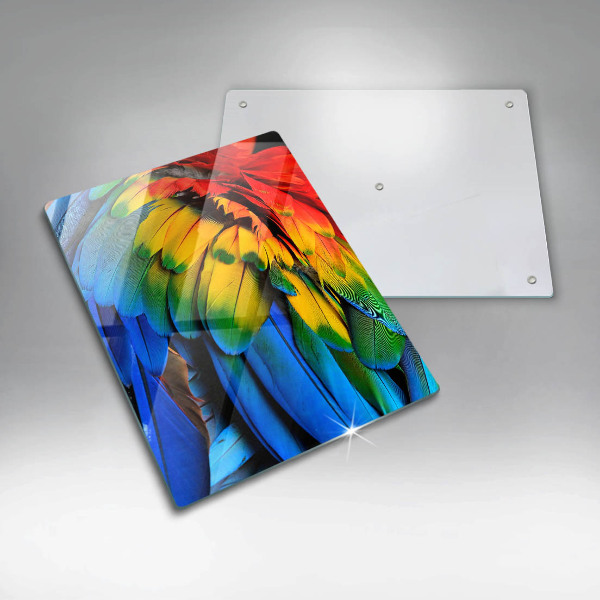 Tagliere in vetro Piume di pappagallo colorate