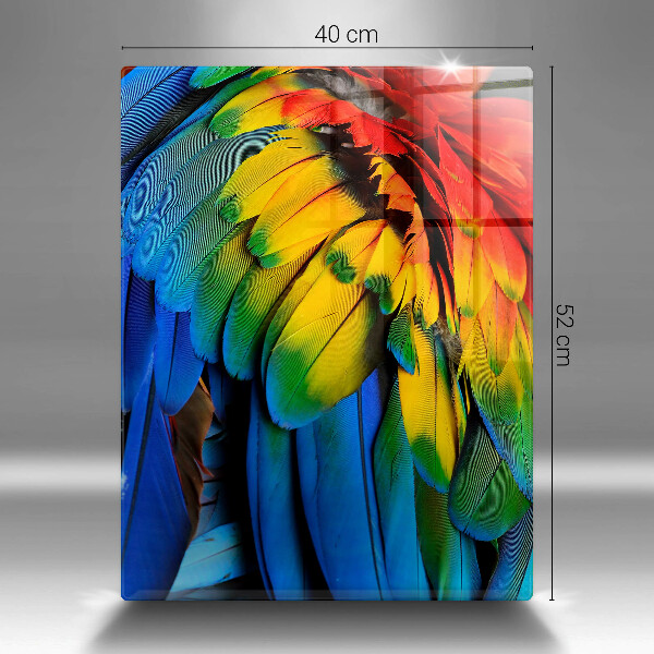 Tagliere in vetro Piume di pappagallo colorate