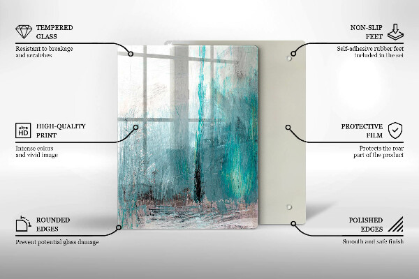 Tagliere in vetro Piume di pappagallo colorate