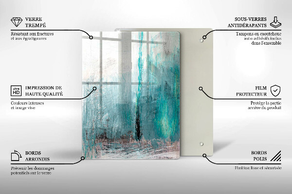 Tagliere in vetro Piume di pappagallo colorate