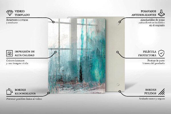 Tagliere in vetro Piume di pappagallo colorate