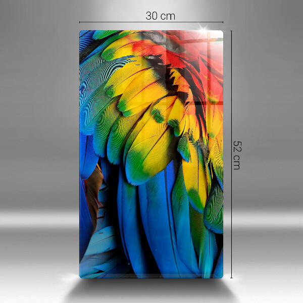 Tagliere in vetro Piume di pappagallo colorate