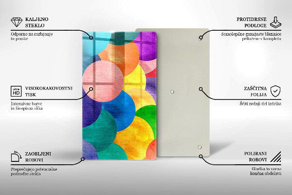 Tagliere in vetro Cerchi colorati