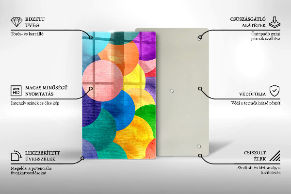 Tagliere in vetro Cerchi colorati