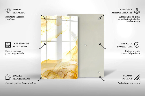 Tagliere in vetro Astrazione dorata