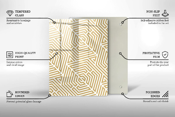 Tagliere in vetro Astrazione dorata