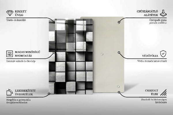 Tagliere in vetro Quadrati astratti 3D
