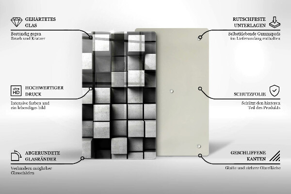 Tagliere in vetro Quadrati astratti 3D