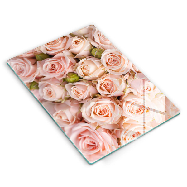 Tagliere in vetro Bouquet di rose delicate