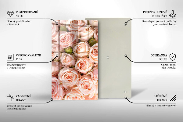 Tagliere in vetro Bouquet di rose delicate