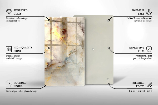 Tagliere in vetro Struttura in marmo con oro