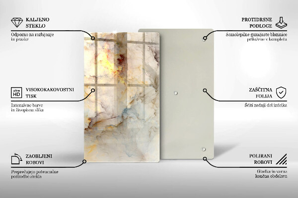 Tagliere in vetro Struttura in marmo con oro