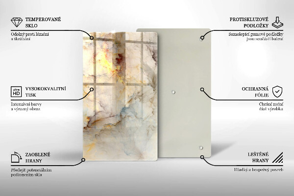 Tagliere in vetro Struttura in marmo con oro