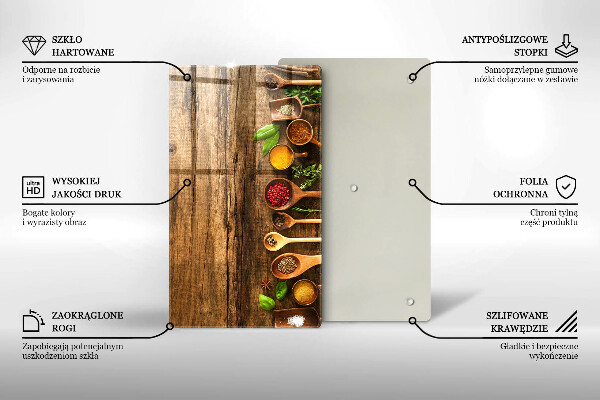 Tagliere in vetro Cucchiai di spezie in legno