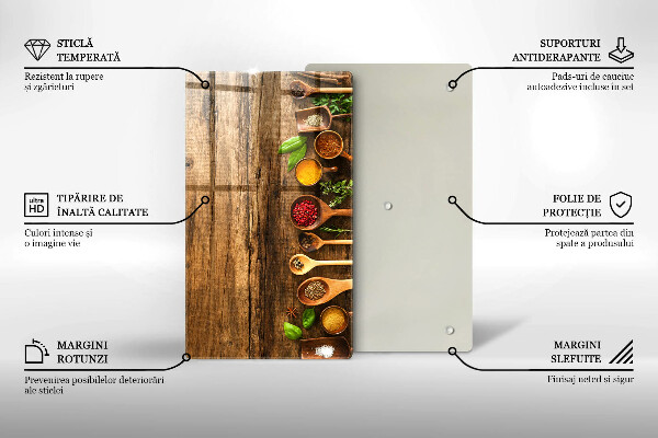 Tagliere in vetro Cucchiai di spezie in legno