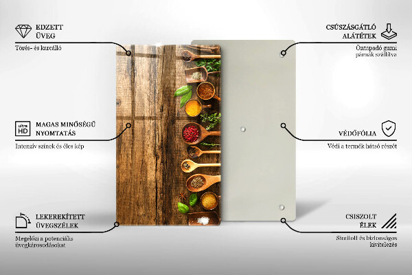 Tagliere in vetro Cucchiai di spezie in legno