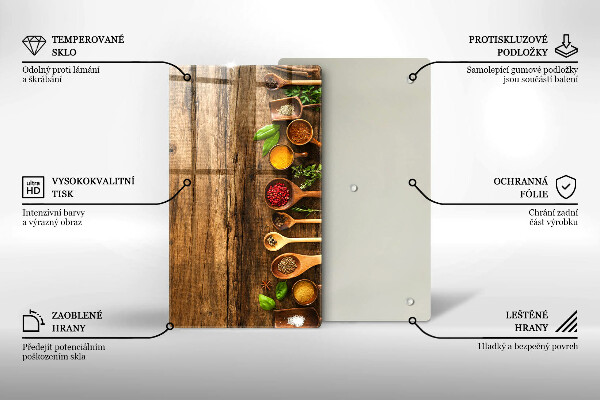 Tagliere in vetro Cucchiai di spezie in legno