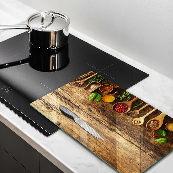 Tagliere in vetro Cucchiai di spezie in legno