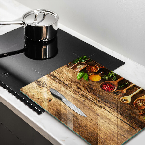 Tagliere in vetro Cucchiai di spezie in legno