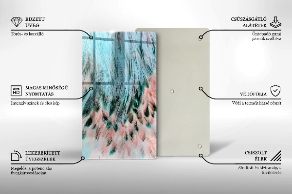 Tagliere in vetro Piume di uccelli boho