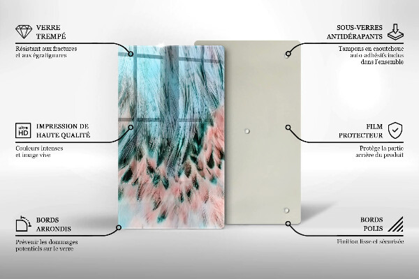 Tagliere in vetro Piume di uccelli boho