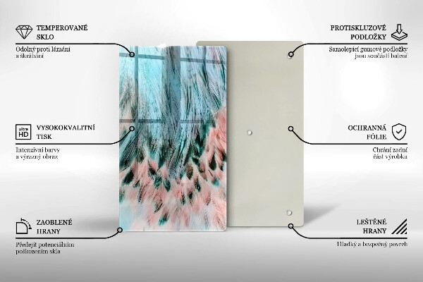 Tagliere in vetro Piume di uccelli boho