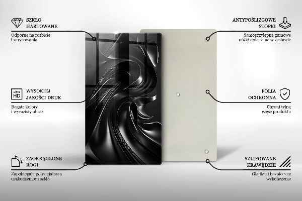 Tagliere in vetro Messa nera astratta