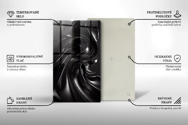 Tagliere in vetro Messa nera astratta