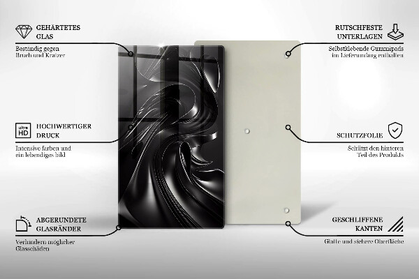 Tagliere in vetro Messa nera astratta