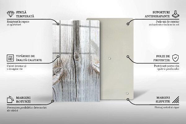 Tagliere in vetro Struttura in legno chiaro