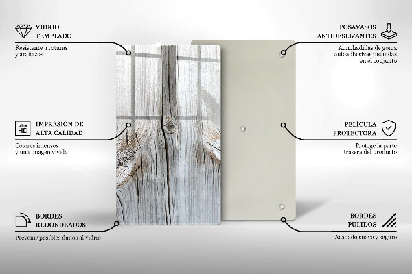 Tagliere in vetro Struttura in legno chiaro