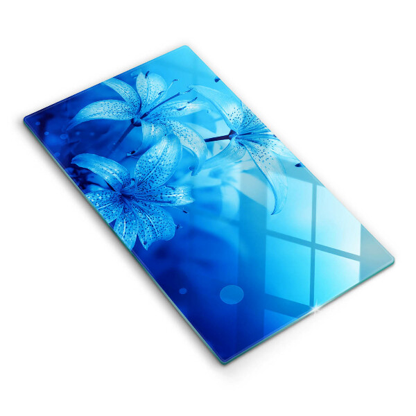 Tagliere in vetro Fiori blu