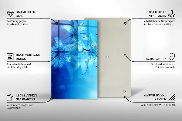 Tagliere in vetro Fiori blu