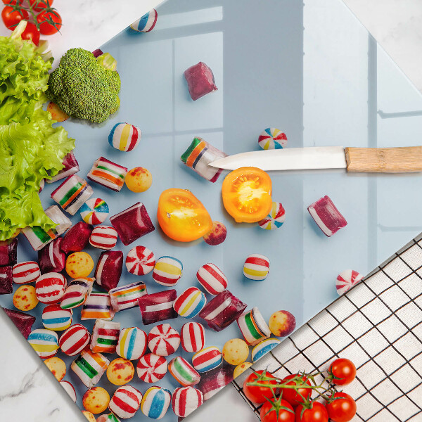 Tagliere in vetro Caramelle colorate
