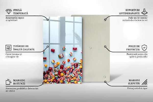 Tagliere in vetro Caramelle colorate