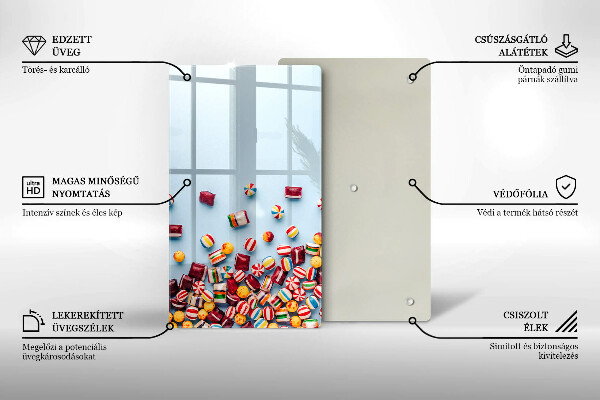 Tagliere in vetro Caramelle colorate