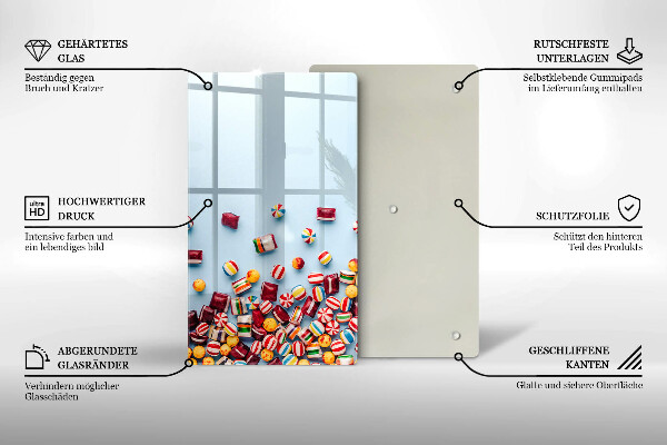 Tagliere in vetro Caramelle colorate