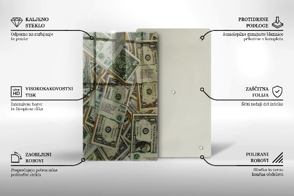 Tagliere in vetro Dollari in denaro