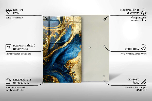 Tagliere in vetro Marmo blu e oro